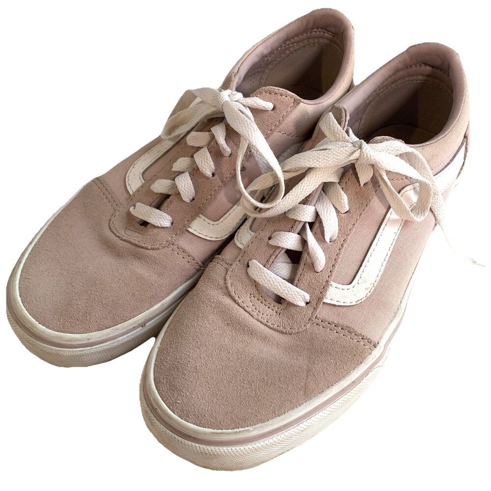 Vans Womens 8.5 Shoes Skate Low Lace Suede Leather Blush Pink
